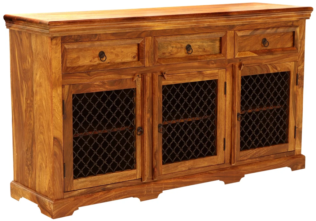 furniture-nabytek.cz - Rustikálna komoda z palisandru s kovovým opletením 160x45x90