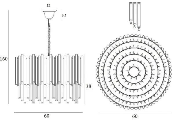 MAXLIGHT P0284 - Luster na reťazi VOGUE 12xE14/40W/230V pr. 60 cm zlatá
