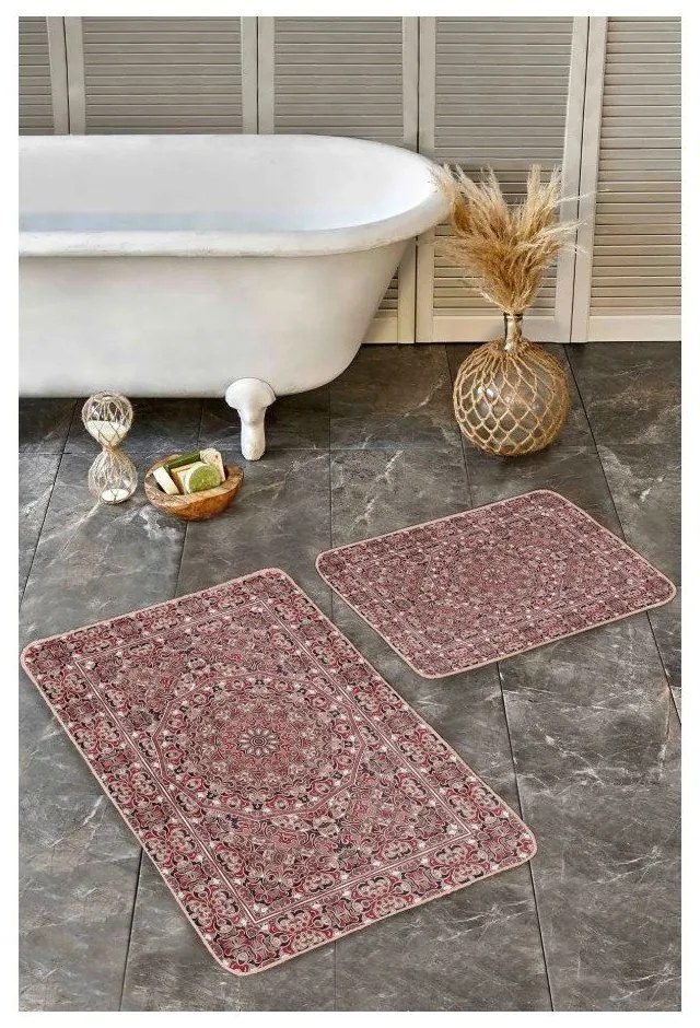 Hnedé zamatové kúpeľňové predložky v súprave 2 ks 60x100 cm – Mila Home