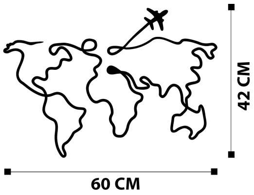 Nástenná dekorácia 60x42 cm mapa kov