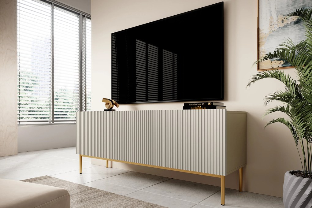 TV stolík Nicole 150 cm - kašmírová / zlaté nožičky
