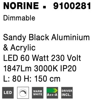 LED luster Narvi 80 čierne