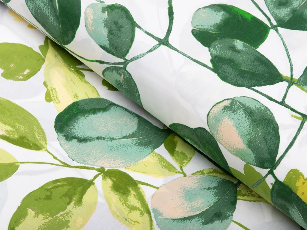 Biante Vankúš valec bonbon Sandra SA-244 Zelený eukalyptus na bielom 15x60 cm