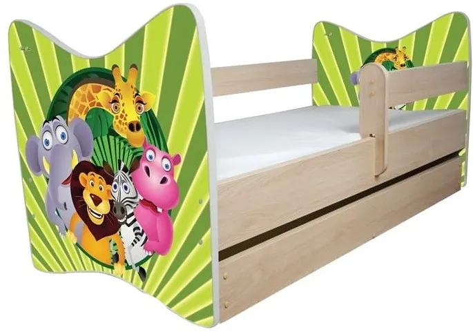 Raj posteli Detská posteľ  "  Zvieratka  "  DLX dub jasný