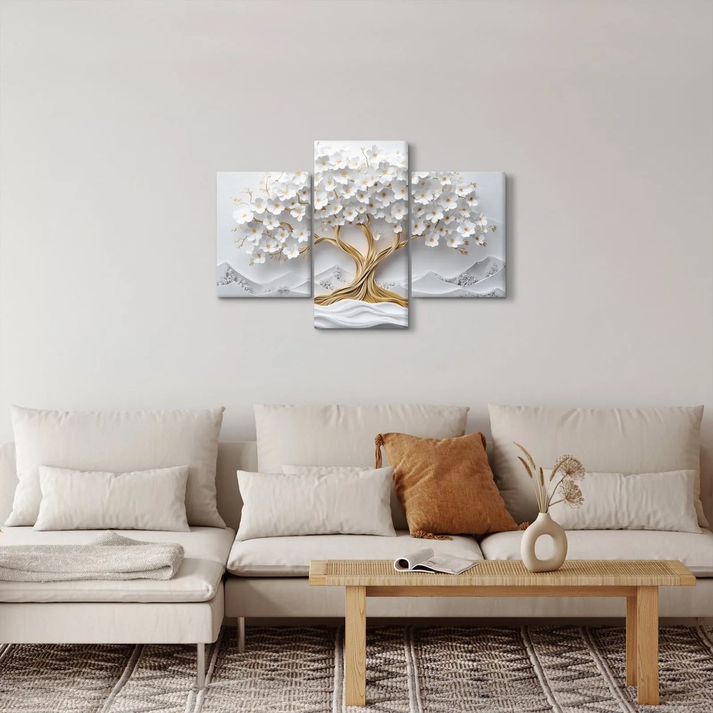 Obraz – 3D elegantný strom života plný kvetov (90x60 cm)