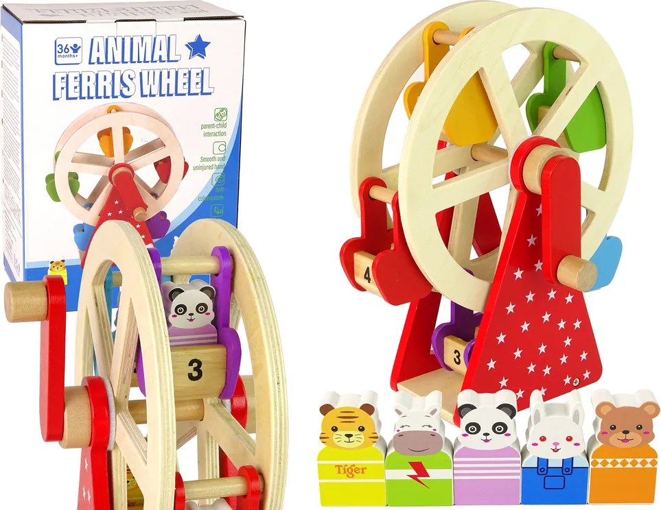 LEAN Toys Rotujúce drevené ruské koleso