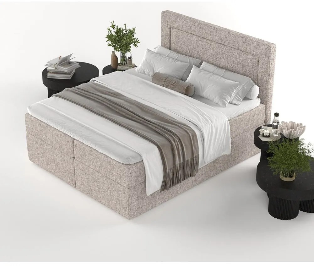 Svetlohnedá boxspring posteľ s úložným priestorom 160x200 cm Imagine – Maison de Rêve