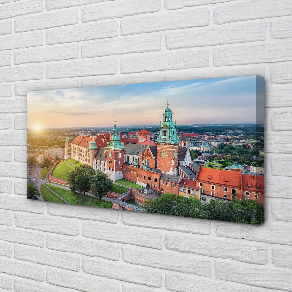 Obraz na plátne Krakow castle panorama svitania 125x50 cm