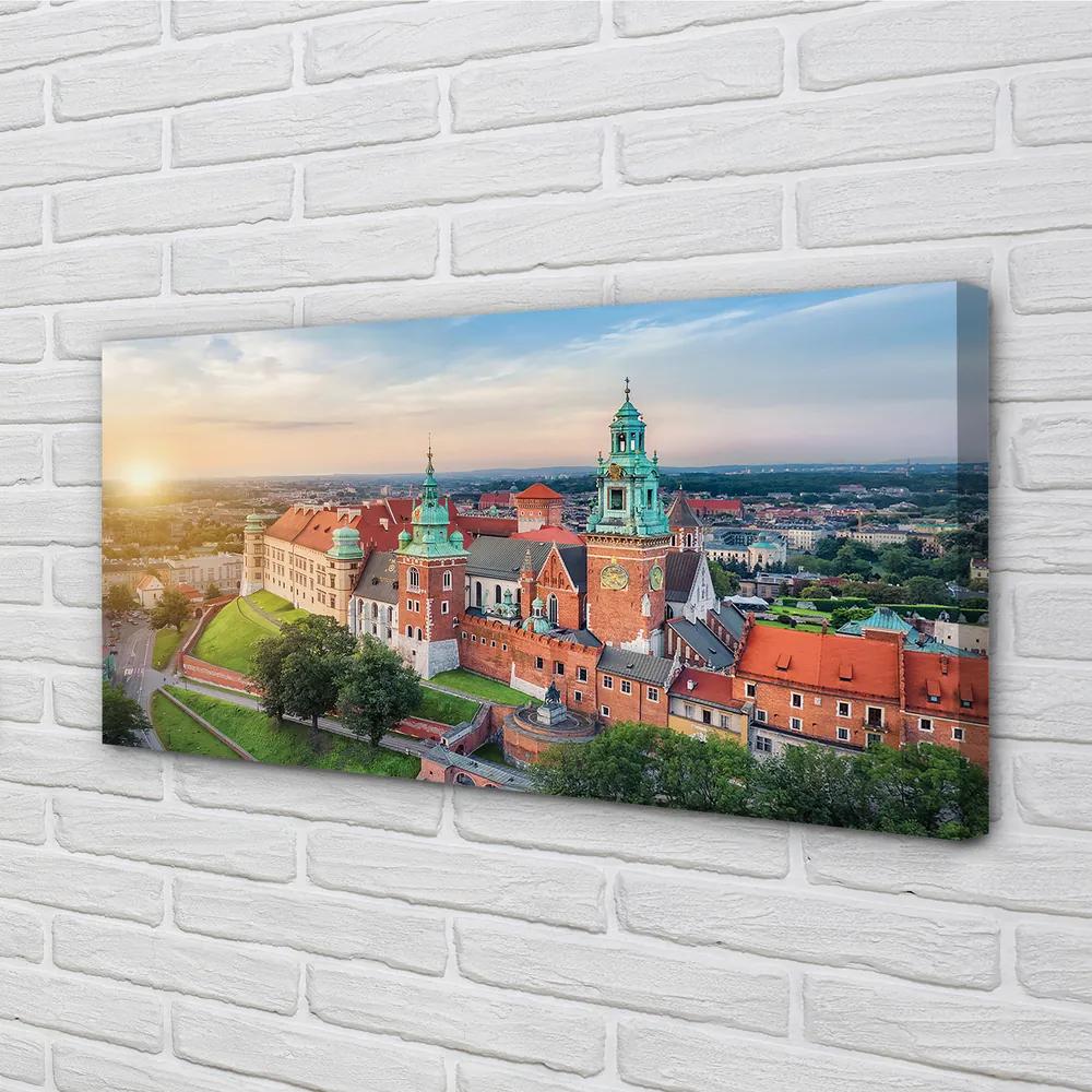 Obraz na plátne Krakow castle panorama svitania 140x70 cm