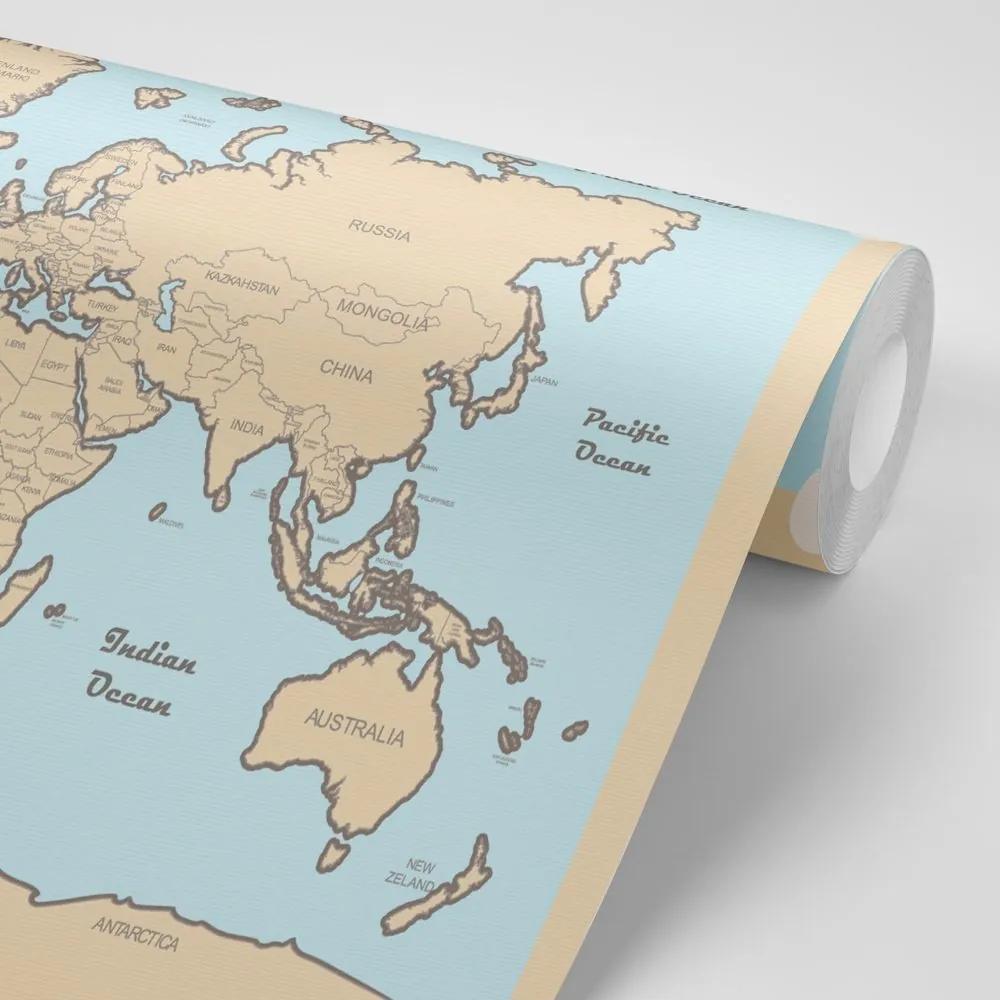 Tapeta mapa sveta s béžovým okrajom - 225x150