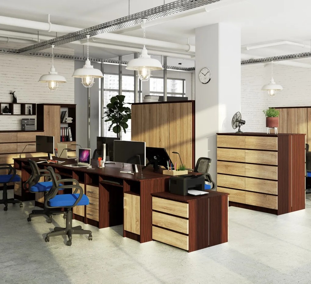 Volně stojící psací stůl Ana 124 cm wenge/dub sonoma