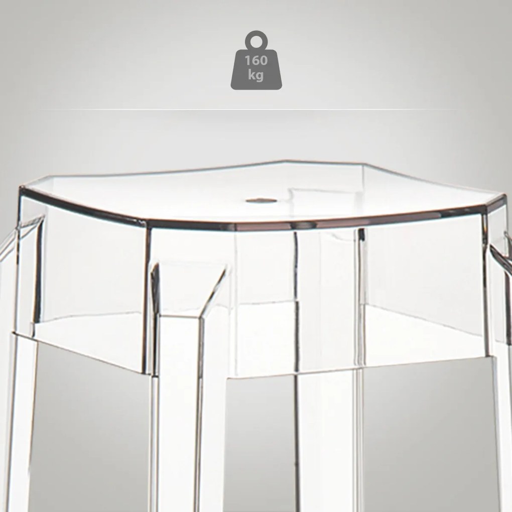 Plastová barová stolička FOX (SET 2 ks) - Transparentná