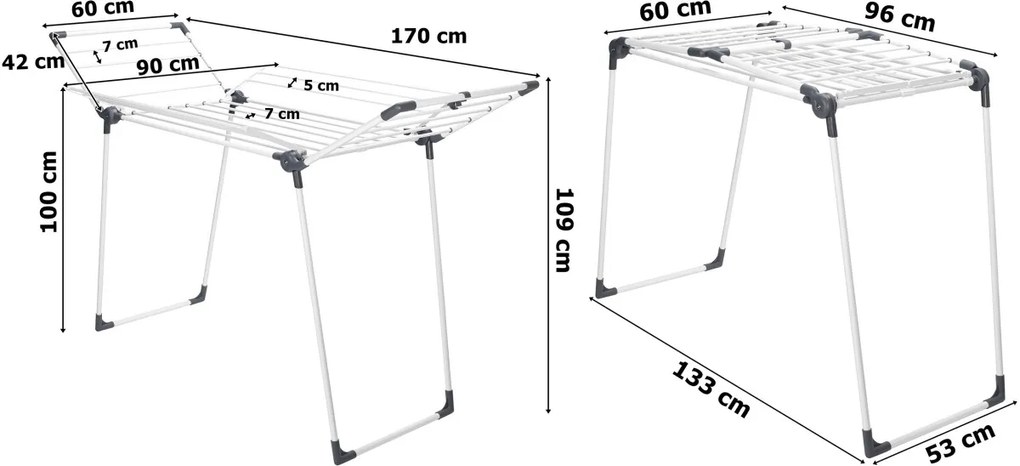 Sušiak na bielizeň TIANA biely/antracitový