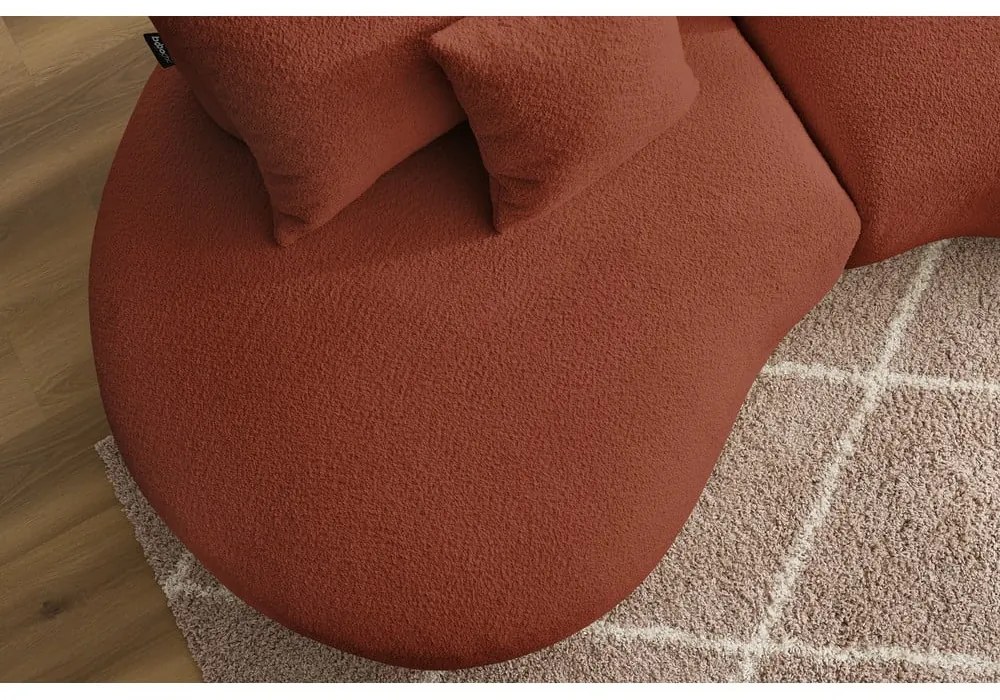 Pohovka z textílie buclé v tehlovej farbe 260 cm Saint-Germain – Bobochic Paris