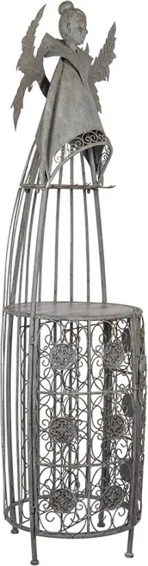 Šedá antik kovová polica na víno v tvare anjela Wine Rack Angel - 79*62*207 cm