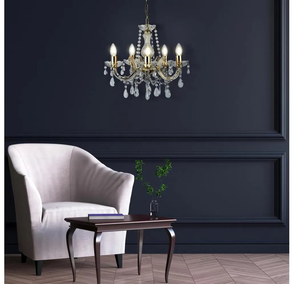 Searchlight 699-5 - Luster na reťazi MARIE 5xE14/40W/230V