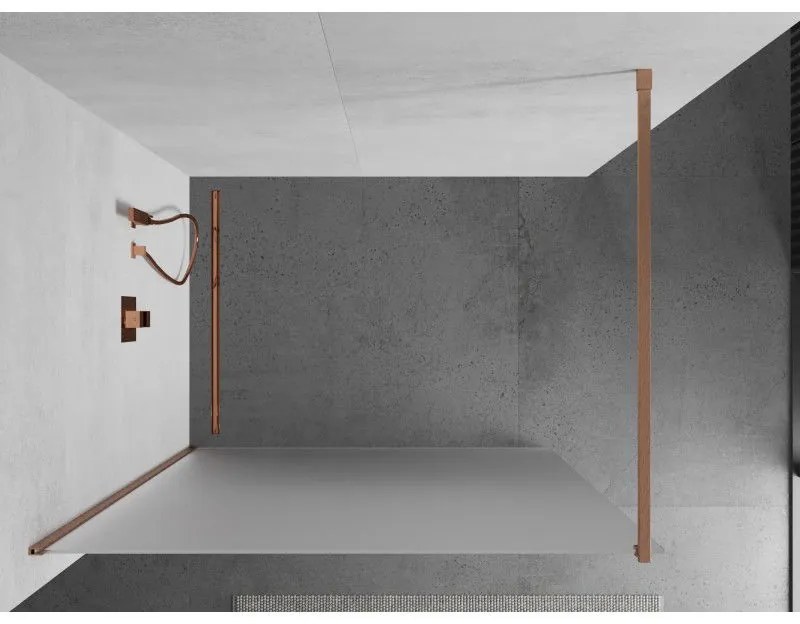 Mexen Kioto, sprchová zástena Walk-In 100 x 200 cm, 8mm sklo námraza, medený matný profil, 800-100-101-65-30