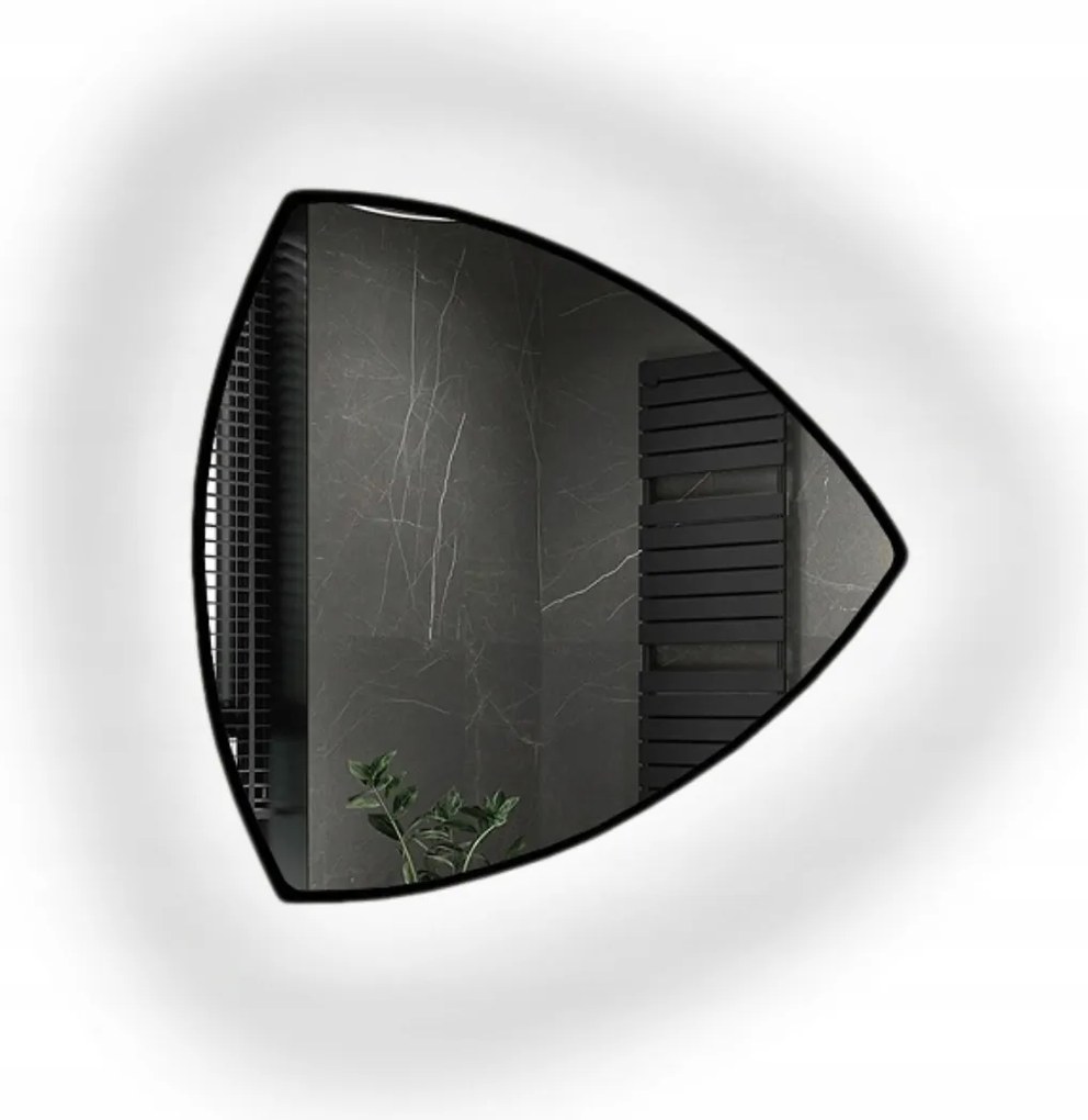 Trojuholníkové zrkadlo Karo v čiernom ráme s Led podsvietením 150x150