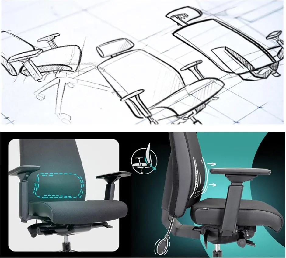 Ergonomická kancelárska stolička MOSH Elite T3 Pro čierna