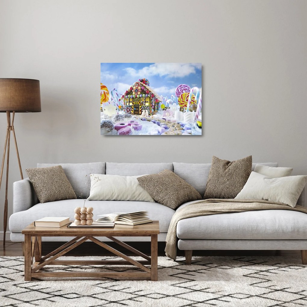 Sklenený obraz - Perníková chalúpka (70x50 cm)