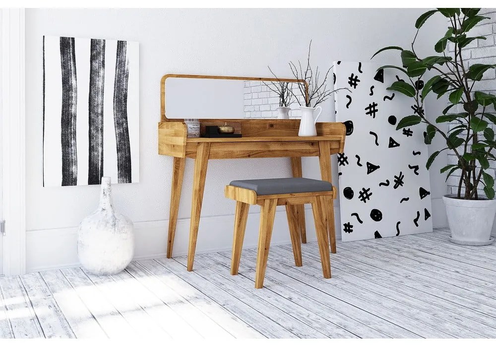 Toaletný stolík z dubového dreva so zrkadlom 110x45 cm Retro - The Beds