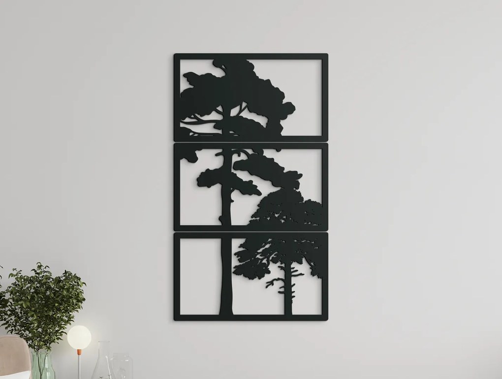 drevko Viacdielny obraz Stromy Rozmer obrazu: 65 x 37 cm, Farba dekorácie: Čierna