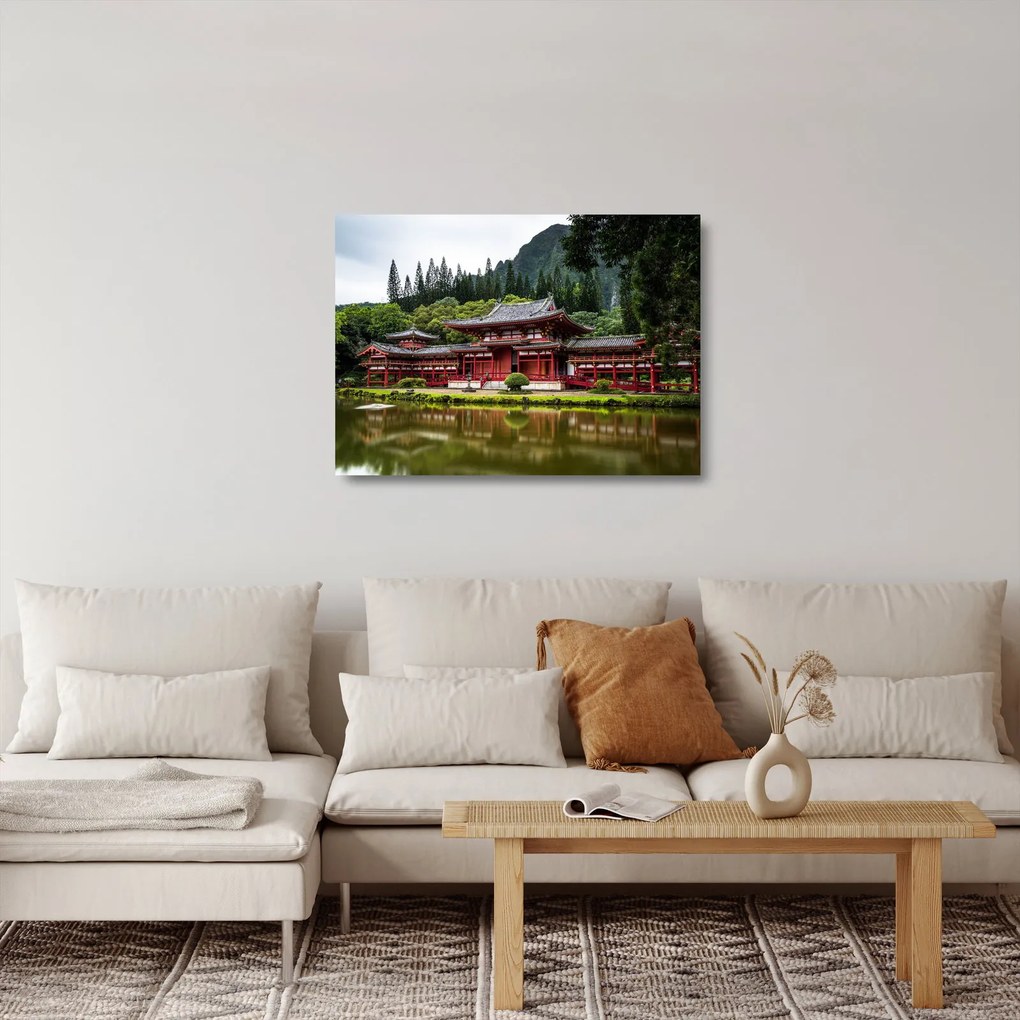 Sklenený obraz - čínska architektúra (70x50 cm)