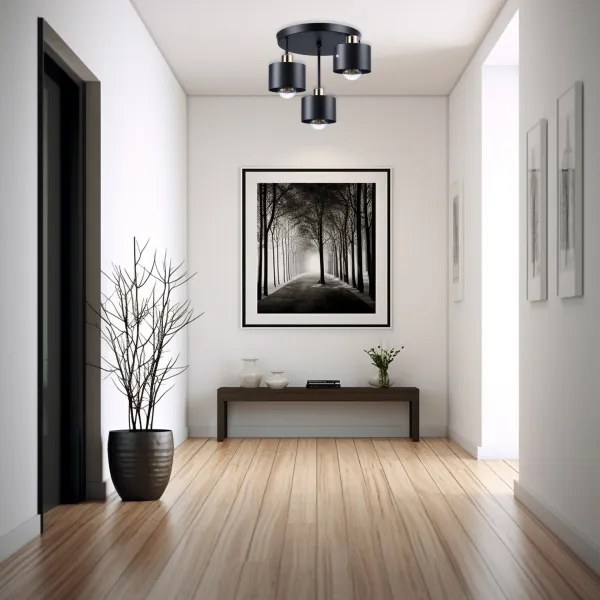 Luster na tyči 3xE27/35W/230V pr. 30 cm čierna/zlatá