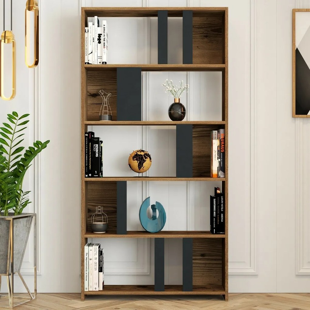 Knižnica Lima Anthracite and Walnut