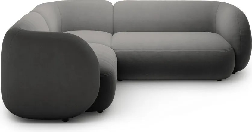 Tmavosivá zamatová rohová pohovka (ľavý roh/do L) Kate – Micadoni