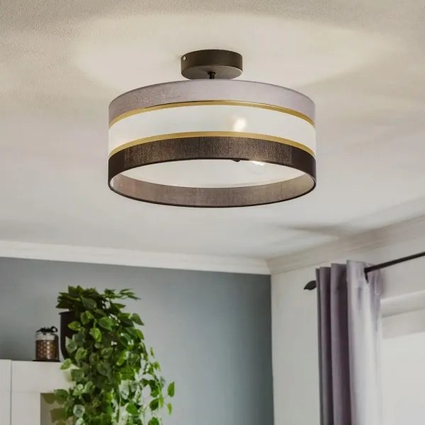 Luster na tyči HELEN 3xE27/15W/230V čierna/šedá/zlatá