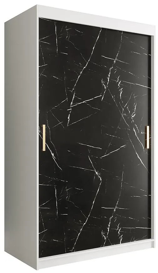Skriňa Marmur T 120 biely/mramor čierna