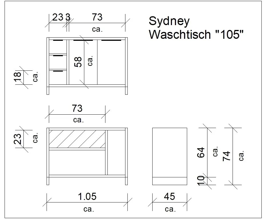 furniture-nabytek.cz - Masivní podstavec pod umyvadlo Sydney z divokého dubu, olejovaný, hnědý – 105×45×74 cm