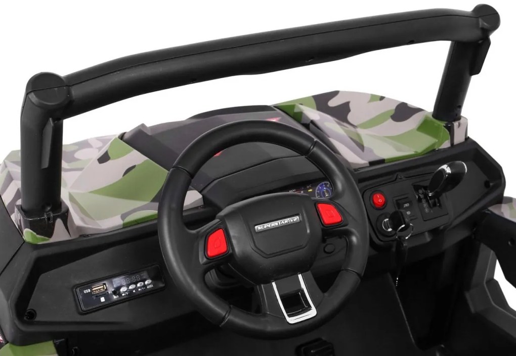 RAMIZ ELEKTRICKÁ AUTÍČKO JEEP UTV - XMX - CAMO- 4X4 - 4x45W - 2 x 12V/7Ah - 2023