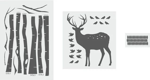 lovel.sk Nálepka na stenu Deer - stromy, jelenček a vtáčiky HD037