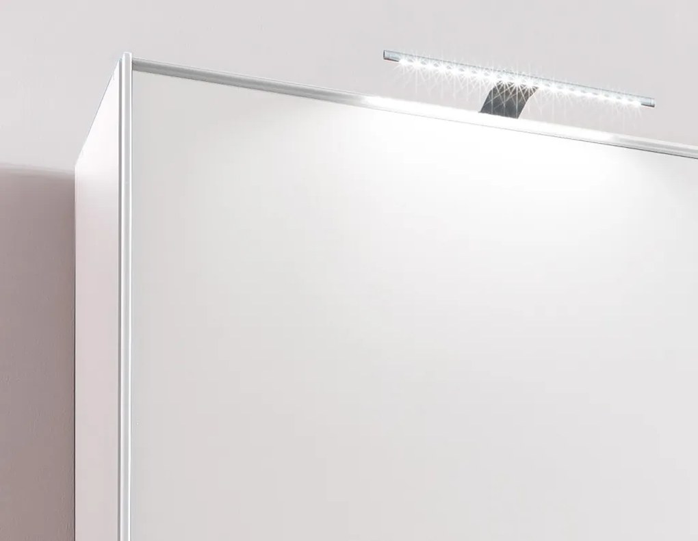 Šatníková skriňa so zrkadlom Baden, 179 cm, biela