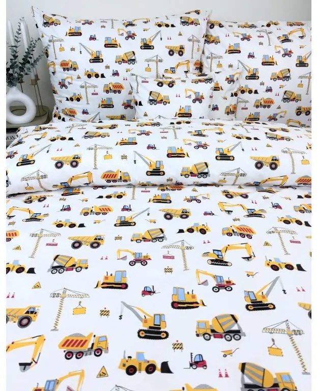 Detské obliečky Nákladné vozidlá 140x200 + 70x90 cm – 100 % bavlna, zips, strojový motív