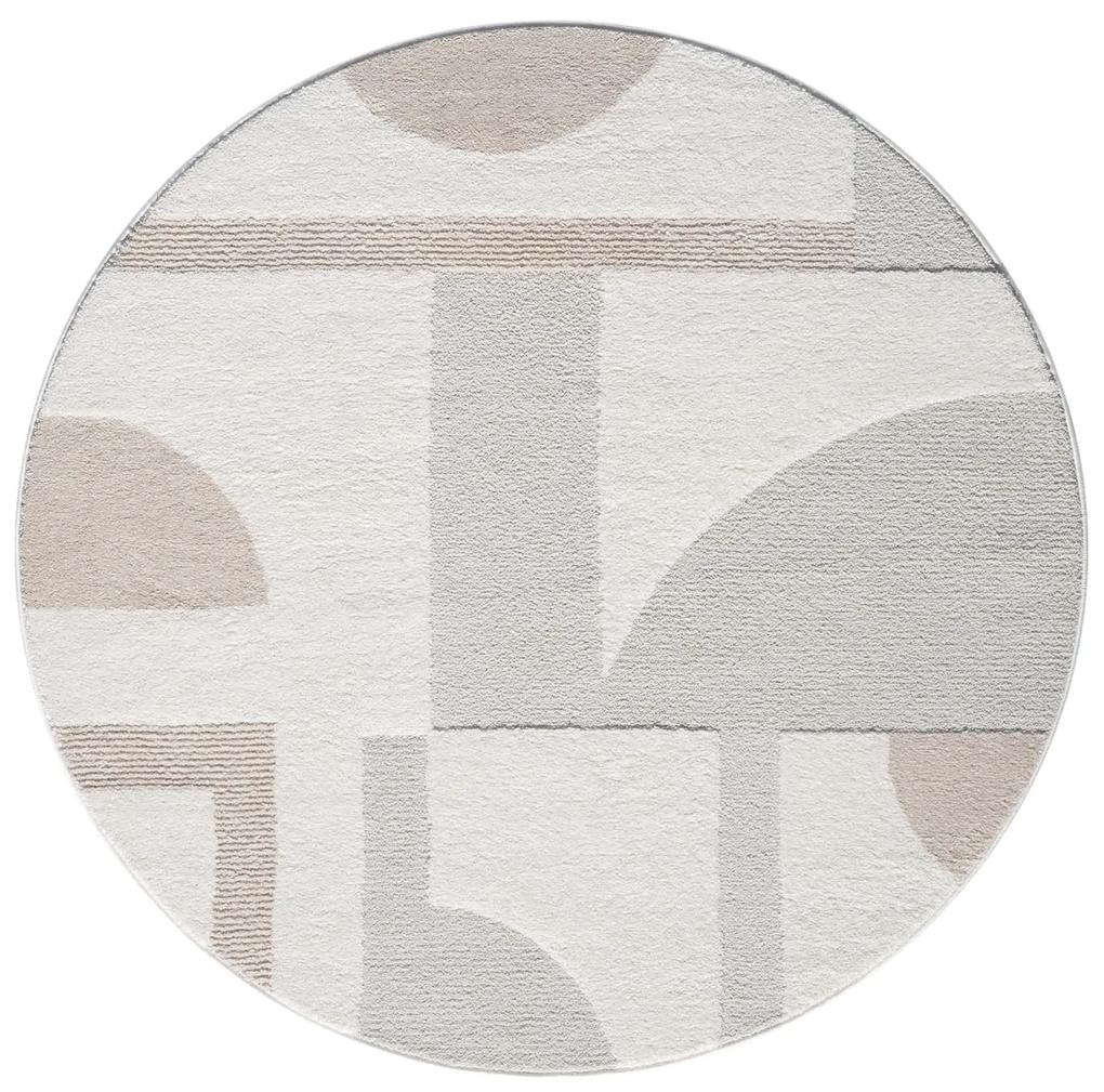 Dekorstudio Moderný okrúhly koberec LOUNGE 9992 - krémový Priemer koberca: 120cm