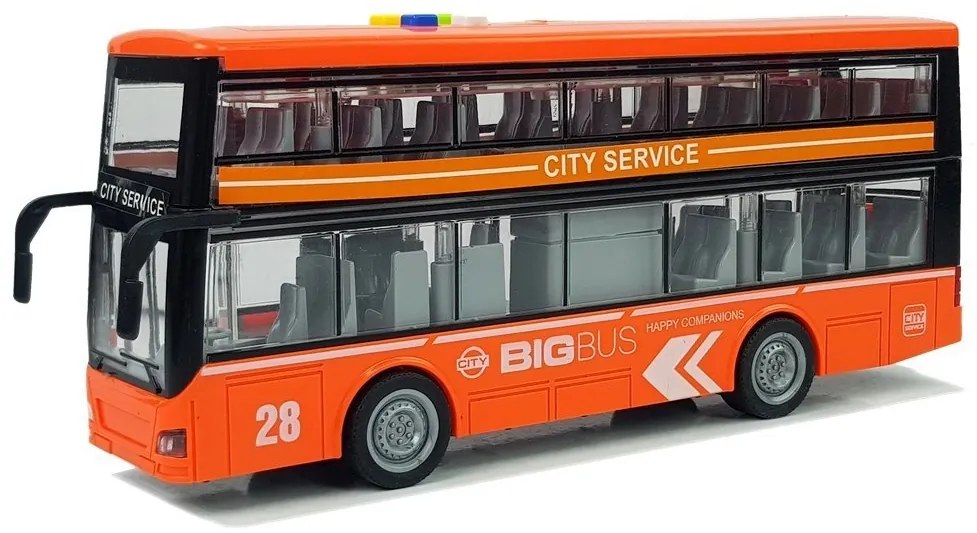 LEAN TOYS Poschodový autobus so zvukmi a svetlami oranžový