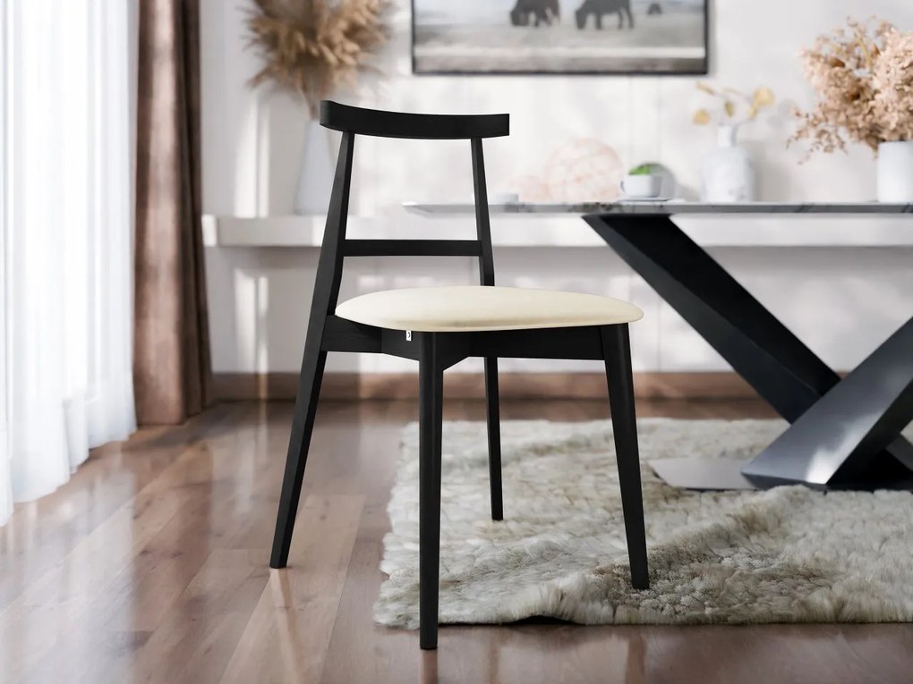 Čalúnená jedálenská stolička KT71, Dostupné poťahy: Magic Velvet 2217, Farby: czarny