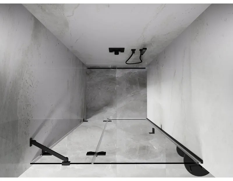 Mexen, Mexen Lunar výklopné sprchové dvere ľavé 115 cm, transparentné, pištoľový kov - 834-115-000-95-00-L