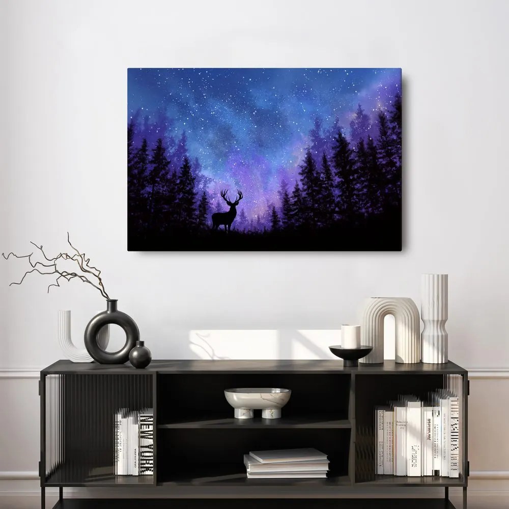 Obraz vianočný jeleň v magickom lese