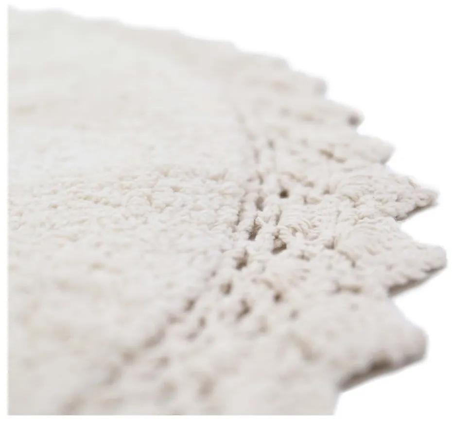 Krémovobiely ručne vyrobený bavlnený koberec Nattiot Perla, ø 110 cm
