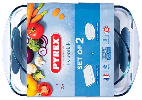 Pyrex Súprava sklenených pekáčov 2 ks, 2,7 l + 2,2 l