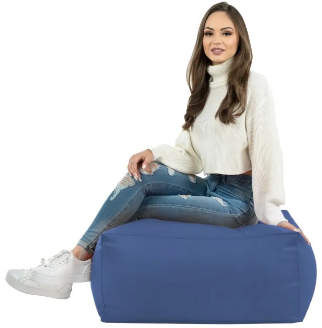 Taburetka modrá kocka ekokoža