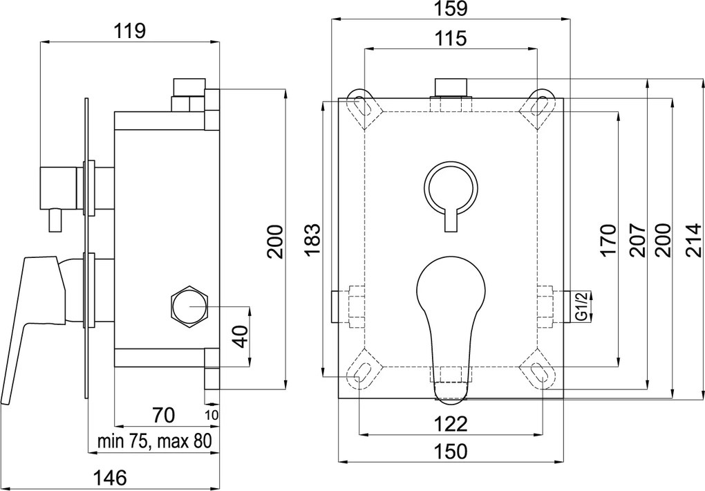 Novaservis Titania Iris New, podomietková batéria s boxom 2 vývody, chrómová, BOX94451R,0