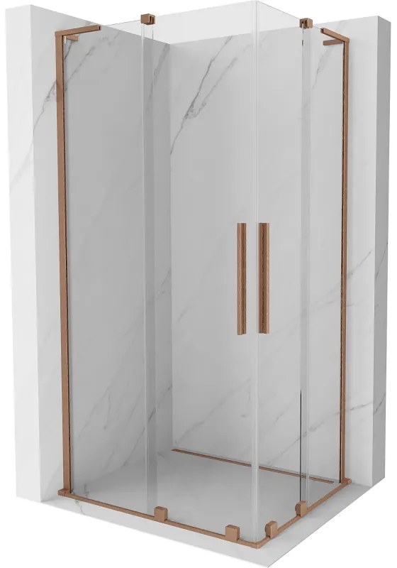 Mexen Velar L Duo, sprchový kút s posuvnými dverami 90 x 80 cm, 8mm číre sklo, medená matná, 871-090-080-02-03-65