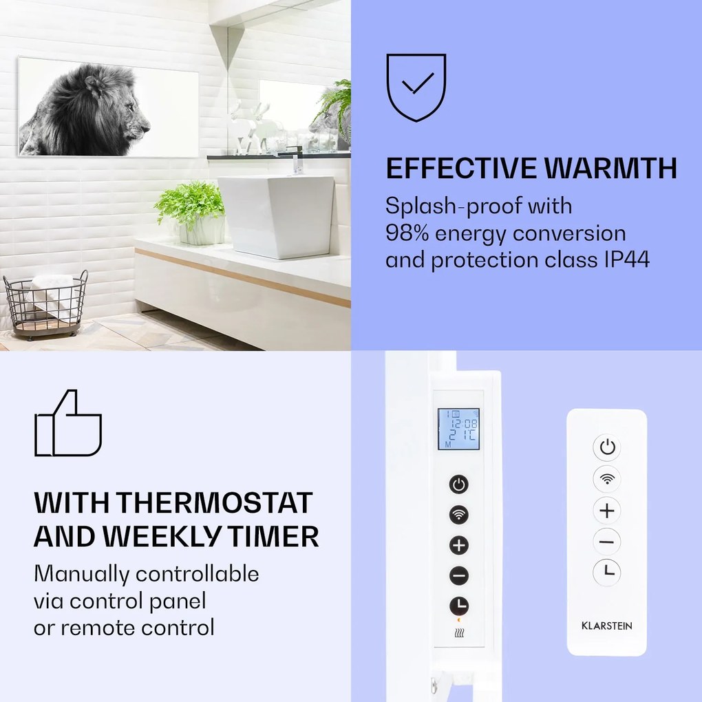 Klarstein Wonderwall Air Art Smart, infračervený ohrievač, 60 x 120 cm, 700 W, lev