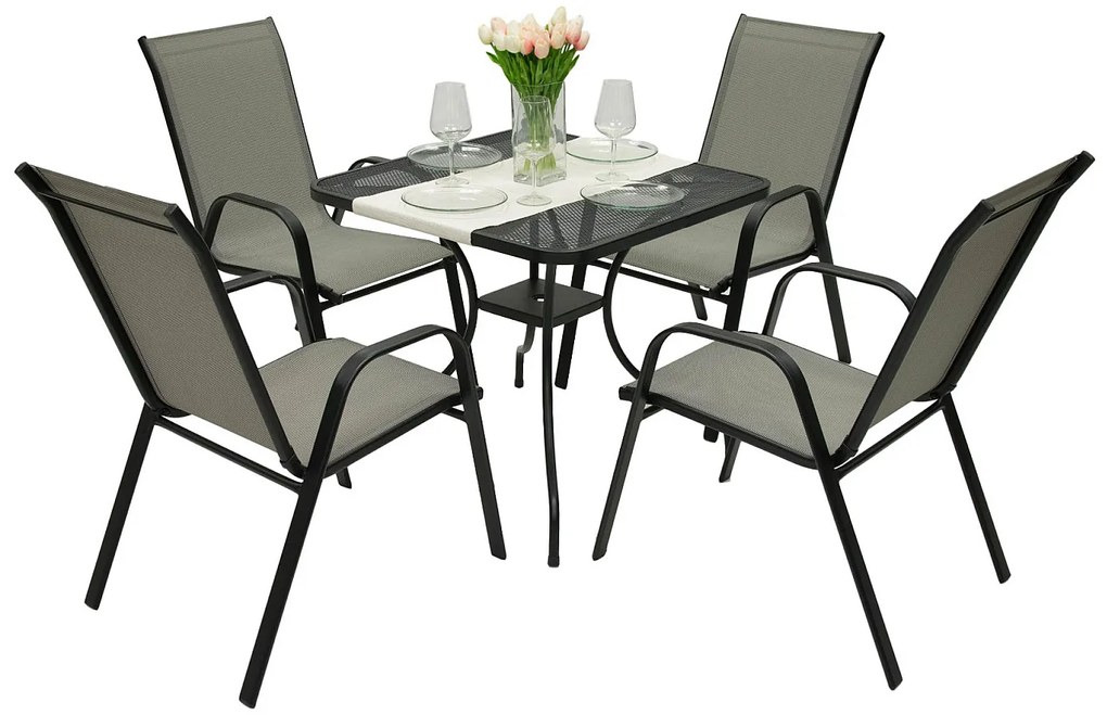 DEOKORK Záhradná kovová zostava TORONTO 1+4 (80x80 cm)