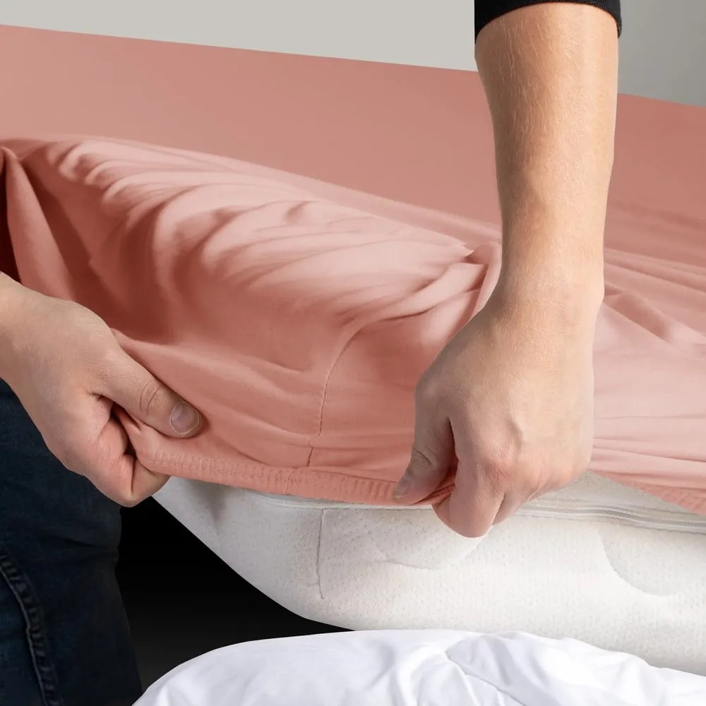 Napínacia plachta broskyňová jersey 240x220 cm Amber – Restilo